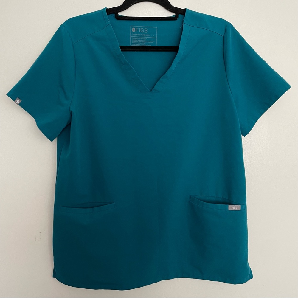 Women’s FIGS Casma Three-Pocket Scrub Top Pacific Blue 2133 Size Large